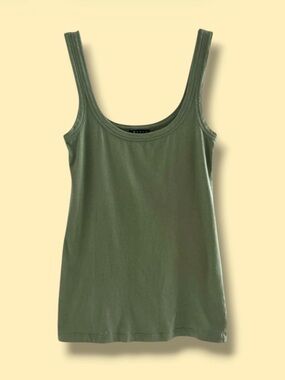 💕Theory Scoop-Neck Cotton Tank Top • Olive Green • Small